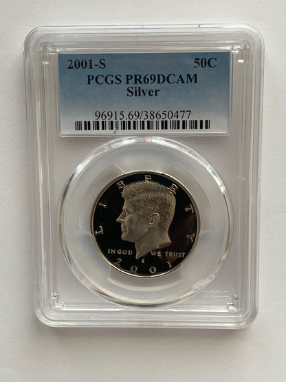 2001 S 50C Silver Kennedy Half Dollar PCGS PR69DCAM SILVER GEM Coin Money USA