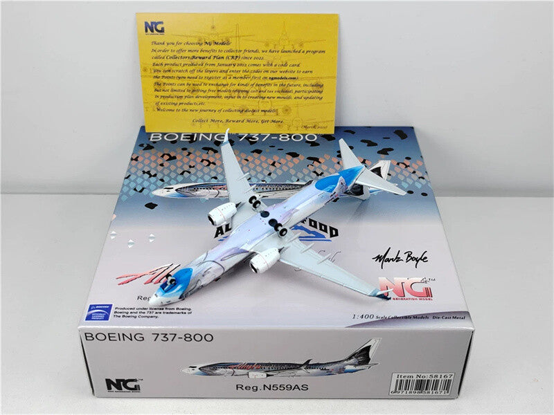 NG Models 1:400 Alaska Airlines for Boeing B737-800/w N559AS Wild Alaska Seafood