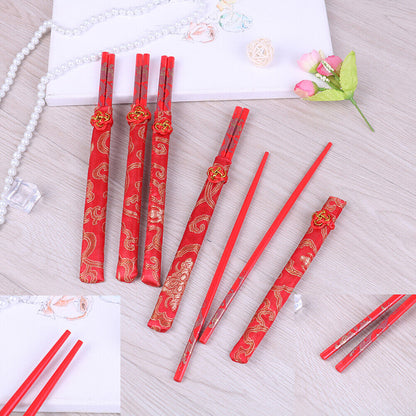 Red chopsticks Chinese wood bag holder dinnerware flatware kitchen food st-ca