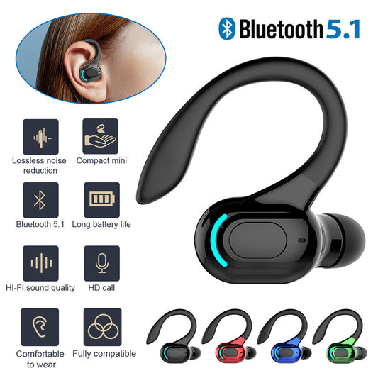 Wireless Bluetooth 5.1 Earpiece Headset Driving Trucker Earbuds Noise Cancelling