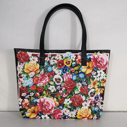 Floral Traveling Shoulder Bag Textured Leather Shopper Large Bag Women Handbags