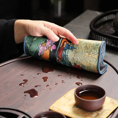 36cm Chinese Retro Tea Towel Strong Water Absorption Thicken Tea Mat Coaster