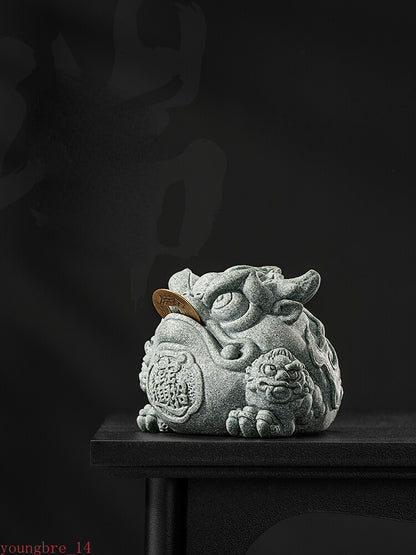 Qingsha Stone Tea Pet Ornament Chinese Tea Set High Grade Lucky Toad Decoration