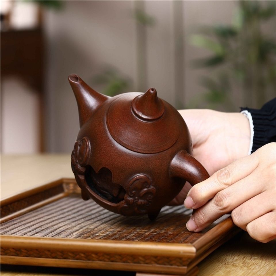 Chinese Vintage Purple Clay Pot Tea Pot Wine Pot Red Clay Birthday Star Pot