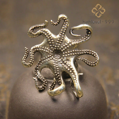 Handmade Pure Copper Octopus Handle Piece Tea Ceremony Animal Tea Pet