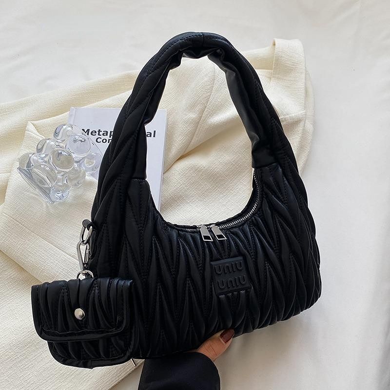 Pleated Shoulder Bag Purses Tote Bags Branded Synthetic Leather Purse Handbags