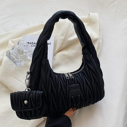 Pleated Shoulder Bag Purses Tote Bags Branded Synthetic Leather Purse Handbags