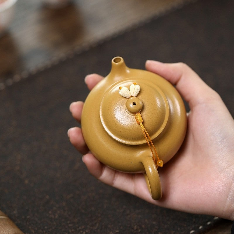 Yixing Zisha Tea pot Handmade Original Golden Zhuni Clay Rong Tian Compact Size