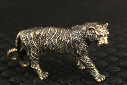 Noble Chinese Bronze Tea Pet Tiger Statue Figure Good Stand Table Deco Gift