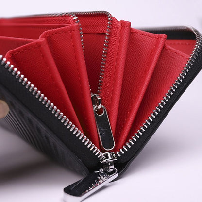 Wallet Carbon Fiber Microfiber Purse Cards Waterproof Non-Slip Long Zippered Bag