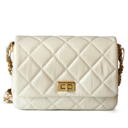 Small Mini Quilted Real Leather Flap Purse Clutch Handbag Shoulder Bag w/ Chains
