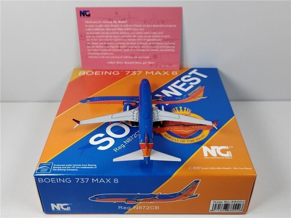 1:400 NG Model Southwest BOEING 737 MAX 8 Passenger Airplane Diecast Plane Model