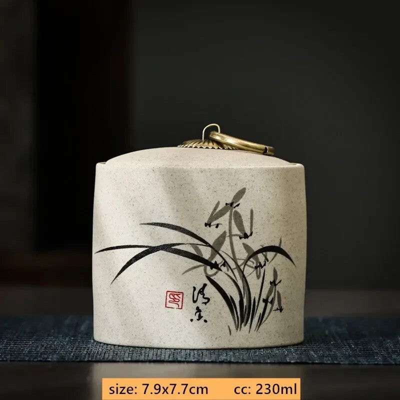 Portable Ceramic Tea Jar Container Sealed Jar Small Tea Box Mini Storage