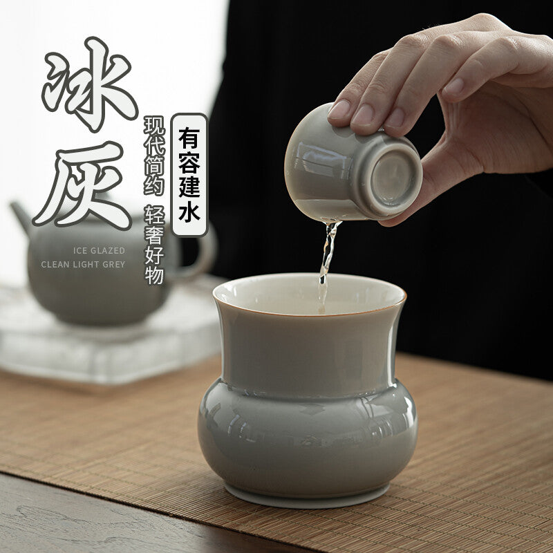 Water Bowl Tea Residue Jar Household Tea Washing Ice Grey Glazed Kung Fu Tea Set