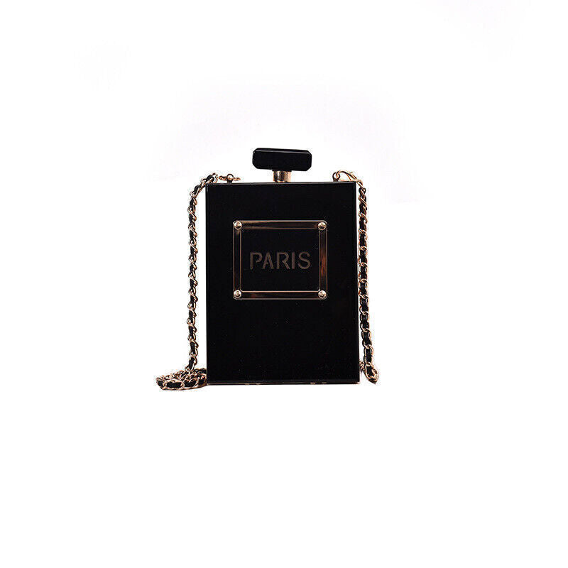 Women Fashion Perfume Bottle Acrylic Box Clutch Evening Handbag Day Clutches Bag