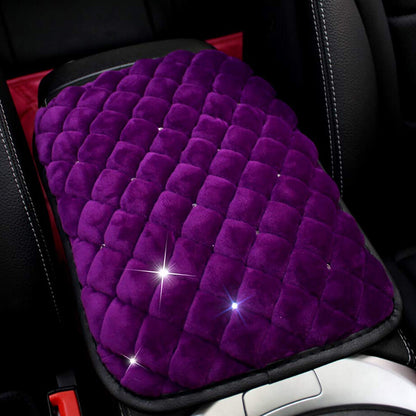Fashion Exquisite Car Armrest Center Console Pad Cover Bling Diamonds Winter