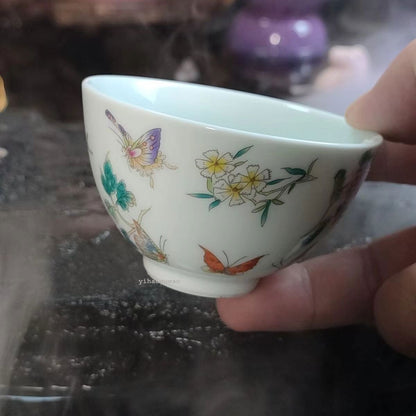 100ML Chinese Antique Colored Butterfly Master Tea Cup