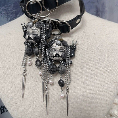 Original Gothic Dark Punk Butterfly Doll Choker Handmade Necklace
