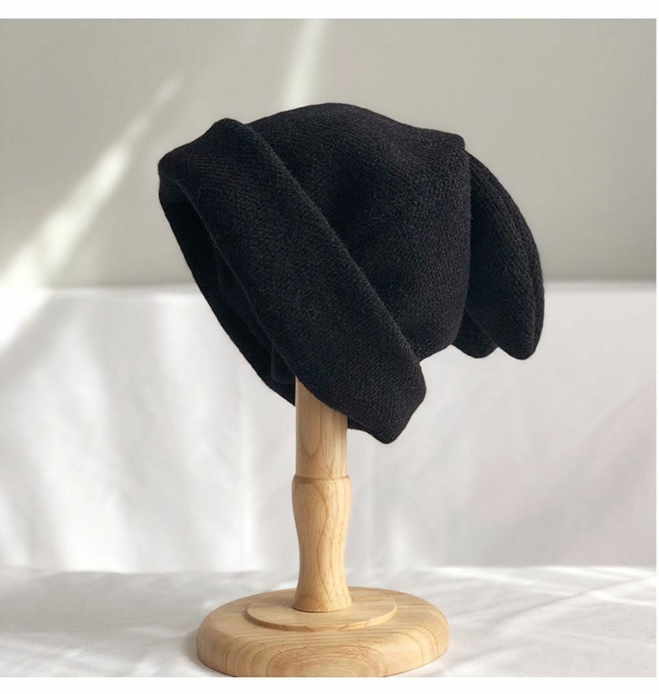 Hats Women Draping Rabbit Ears Rabbit Fur Autumn Winter Knitted Wool Warm Cotton