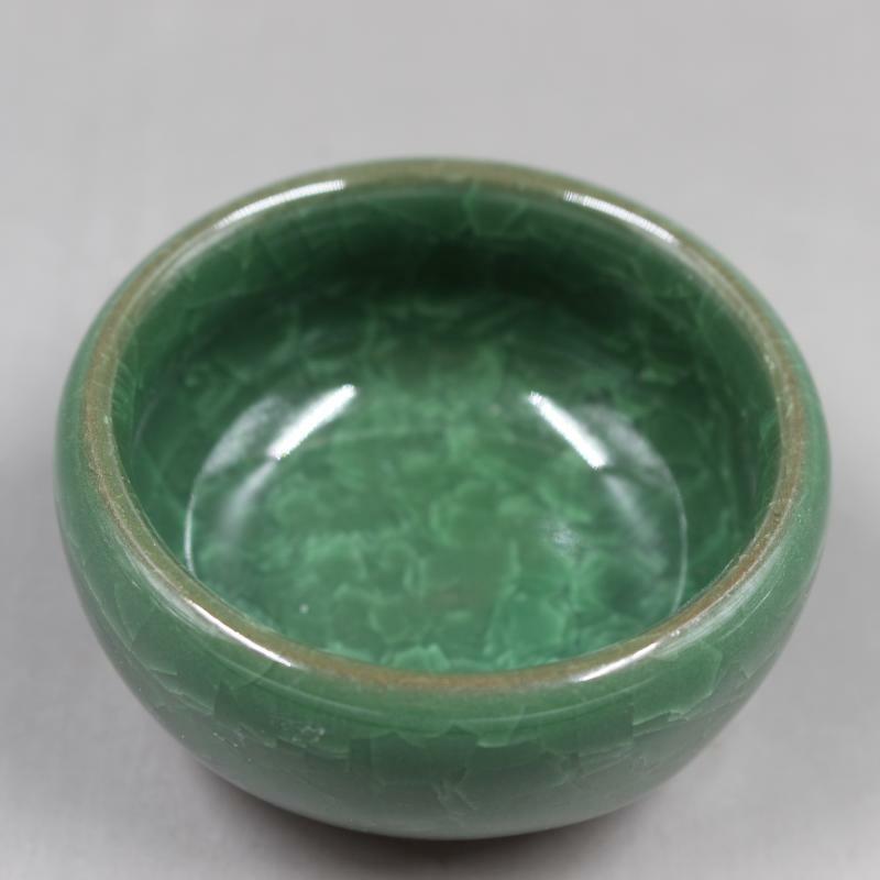 2.24 inch Chinese Crackles Porcelain Song Guan Kiln Green Glaze Teacup Cup