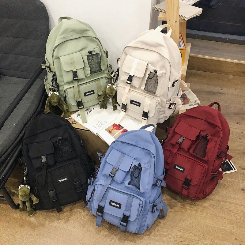 Black Nylon Casual Travelling Backpacks AntiTheft Rucksack School Bag 31*15*45CM