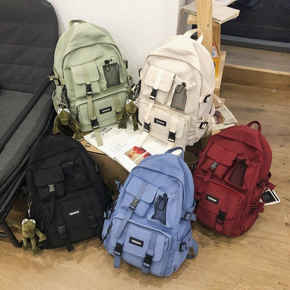 Black Nylon Casual Travelling Backpacks AntiTheft Rucksack School Bag 31*15*45CM