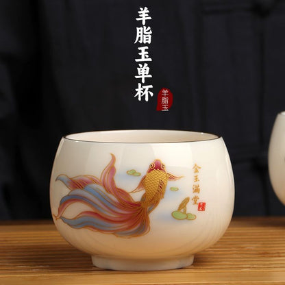 Sheep Fat Jade Porcelain Master Cup Ceramic Kung Fu Tea Cup Tea Single Cup