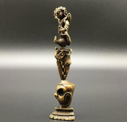 Collected Pure Brass Angry Buddha Ward Off Bad Luck Small Statue Decoration