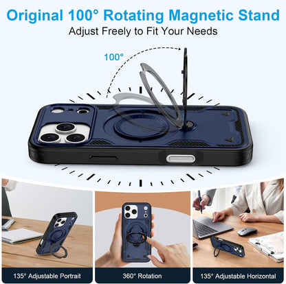 Iphone 17 Pro Max Case with 360° Spin Magnetic Stand Ring Holder, Fit for Mag-Sa