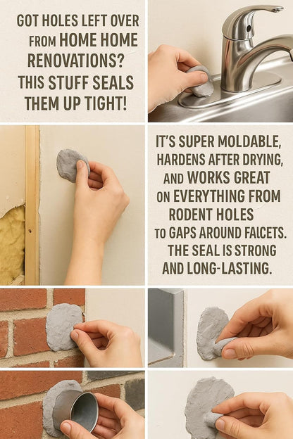 8 Oz – Waterproof Wall Repair Putty – White Sealing Clay, Moldable Filler for Wa