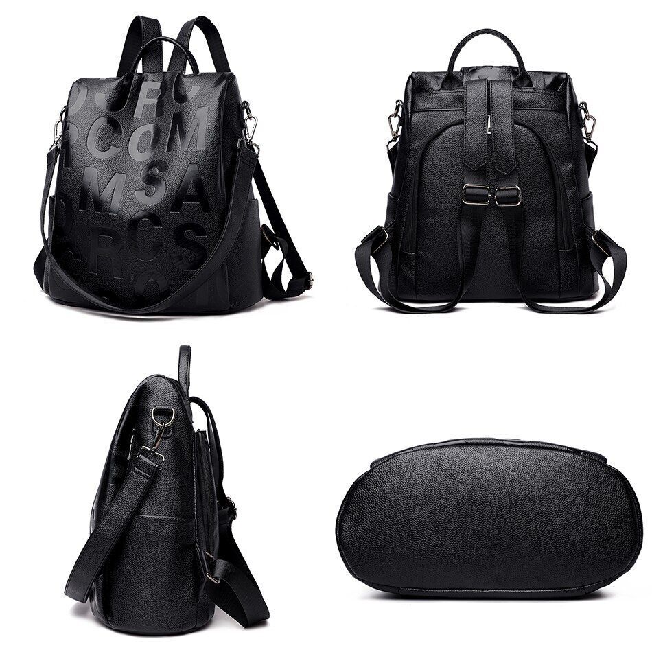 Anti-theft Backpack Soft Synthetic Leather Rucksack School Bags Large Traveling