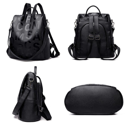 Anti-theft Backpack Soft Synthetic Leather Rucksack School Bags Large Traveling