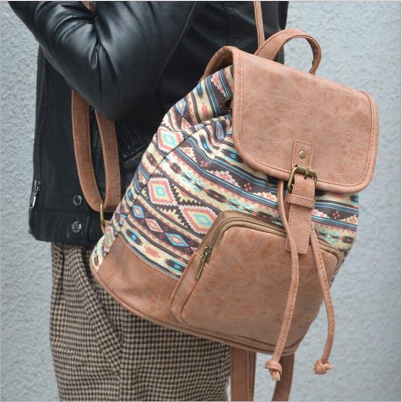 Women Printing Backpack Canvas School Bags Shoulder Travel Rucksack 25*29*14 CM