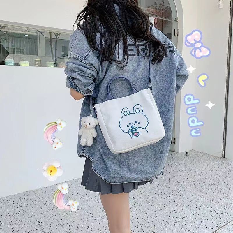 One Strap Shoulder Canvas Bag Fashion Student Backpack Pouch Tote Purse Leisure