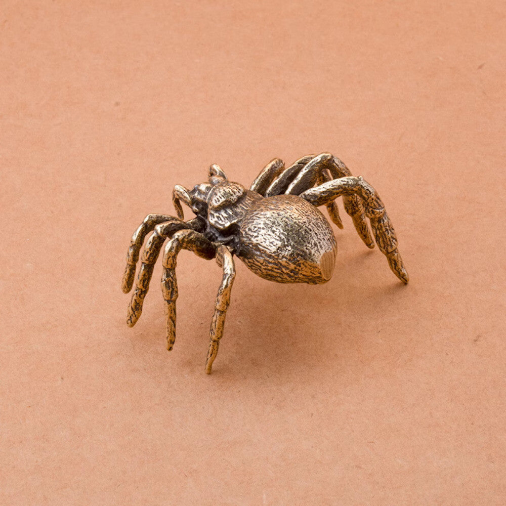 Solid Brass Spider Ornament, Vintage Antique Small Copper Tea Pet Ornament