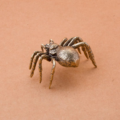 Solid Brass Spider Ornament, Vintage Antique Small Copper Tea Pet Ornament
