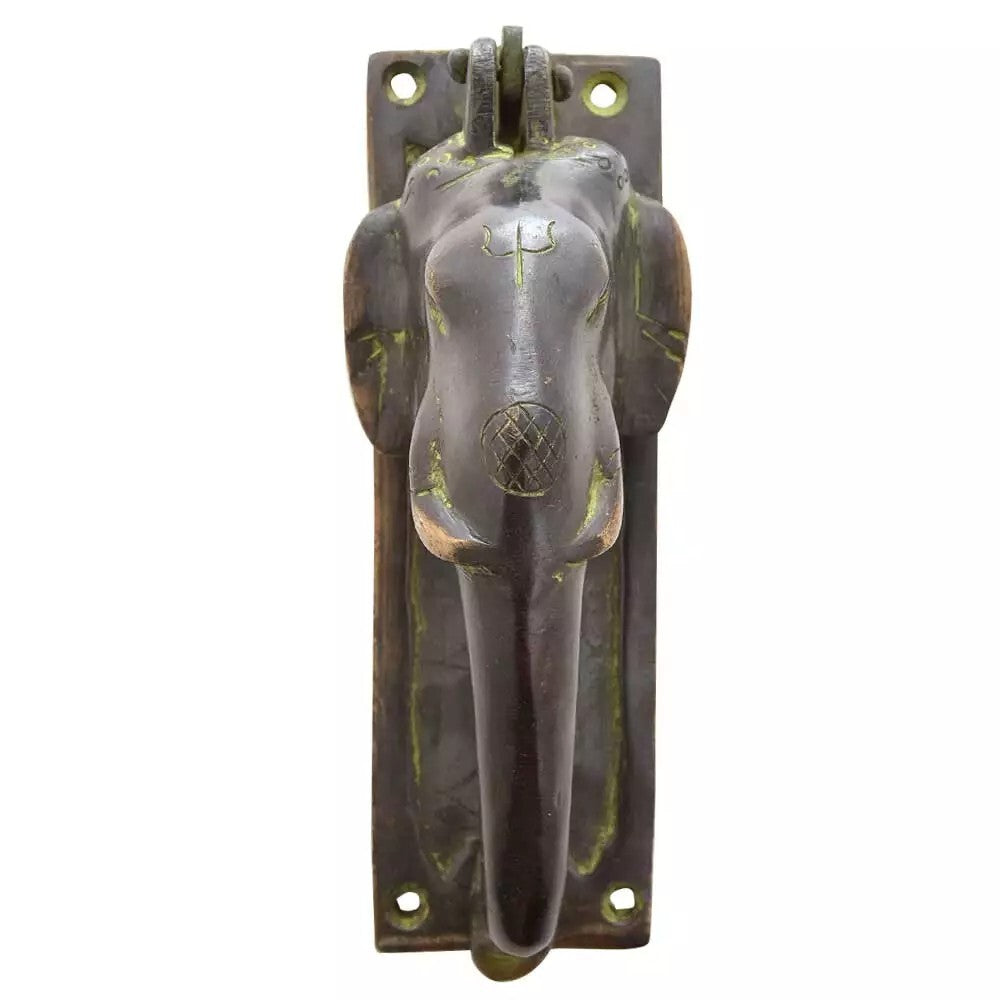 Antique Look Patina Brass Elephant Door Knocker Door Bell Home Decor