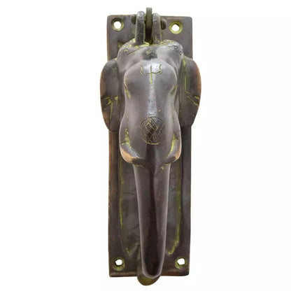 Antique Look Patina Brass Elephant Door Knocker Door Bell Home Decor