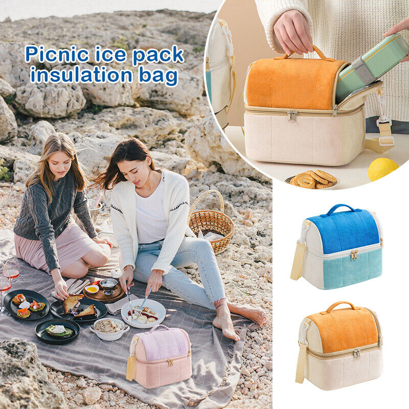 Large Thermal Insulated Lunch Bag Cool Bag Adult Kids Picnic Food Storage Box