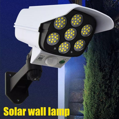 Faro LED Recargable Solar Lampara Tipo Camara Falsa Seguridad Para Exteriores