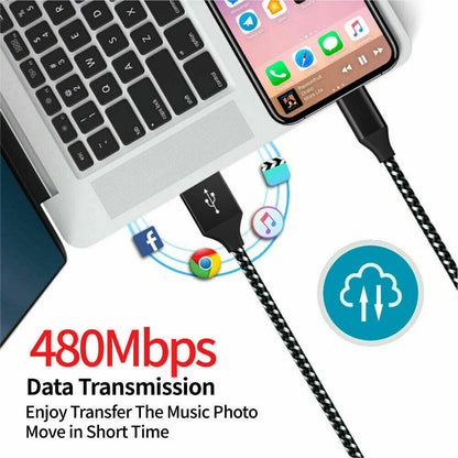 3 Pack Charging Cable Heavy Duty For iPhone 14 13 7 6 Plus Charger Charging Cord