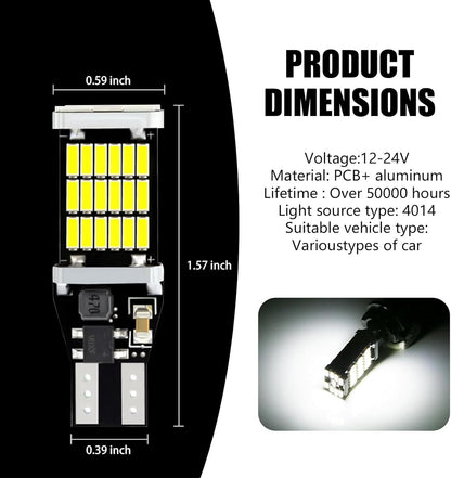 T15 921 912 LED Reverse Backup Light Bulbs W16W 916 6000K Super Bright White
