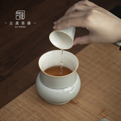 Water Bowl Tea Residue Jar Household Tea Washing Ice Grey Glazed Kung Fu Tea Set