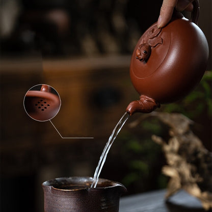 Handmade Tea Pot Real Yixing Zisha Dahongpao Clay Boutique Pot 9 Infuser Holes