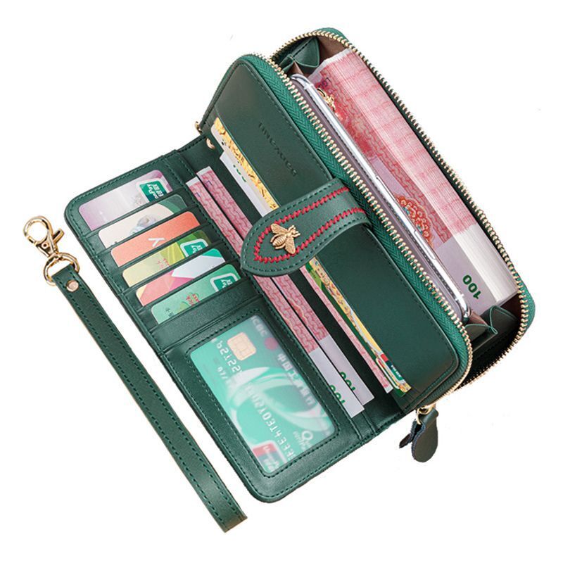 Genuine Leather Wallet Clutch Purse Long Money Bag Zipper Coin Wallet Hasp Pouch