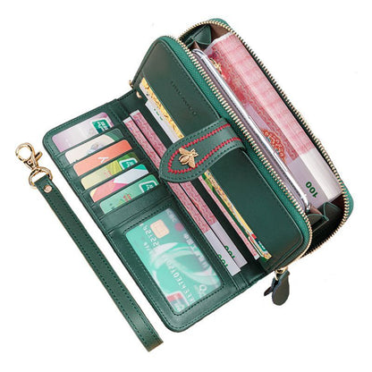 Genuine Leather Wallet Clutch Purse Long Money Bag Zipper Coin Wallet Hasp Pouch