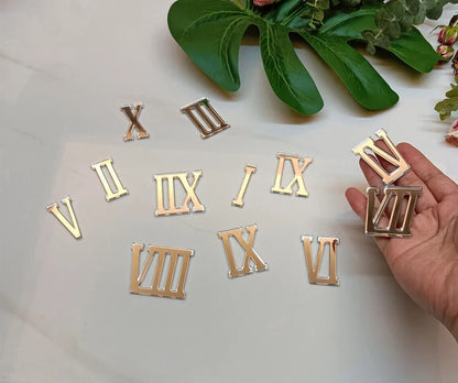 Numerics Unfinished Acrylic Cutout 12Pcs Wooden Roman Numerals Clock Craft Decor