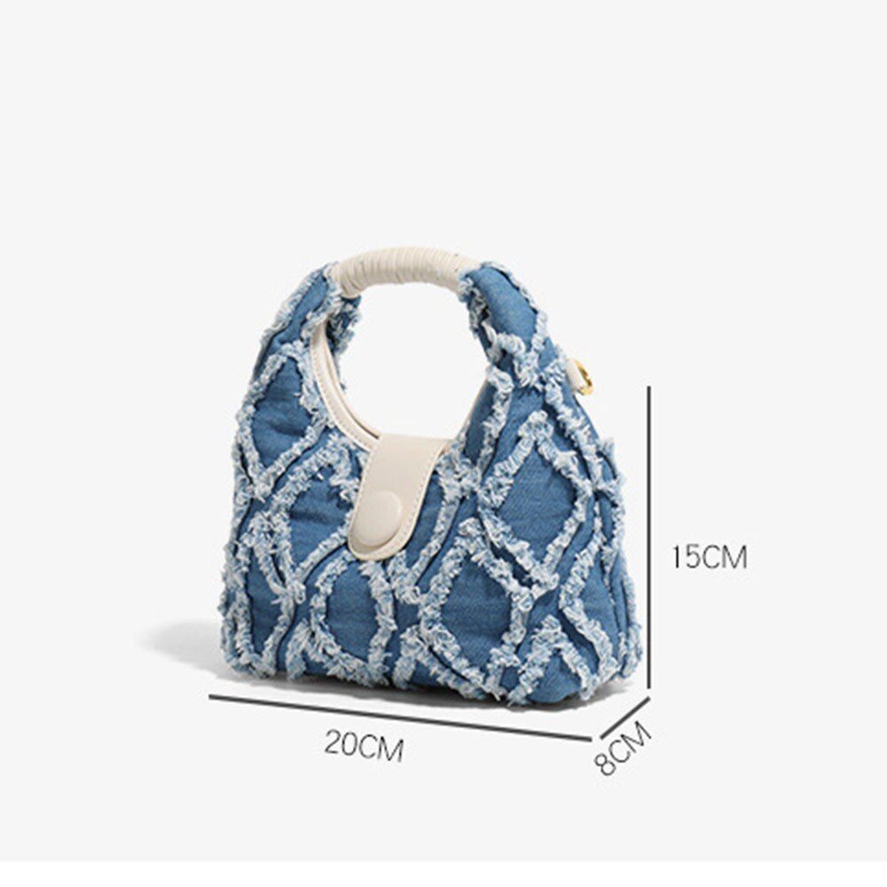 Cute Small Crossbody Shoulder Purse Denim Handbag Blue White Fashion 20*8*15 CM