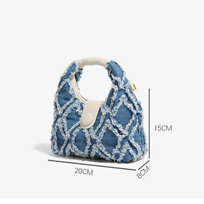 Cute Small Crossbody Shoulder Purse Denim Handbag Blue White Fashion 20*8*15 CM