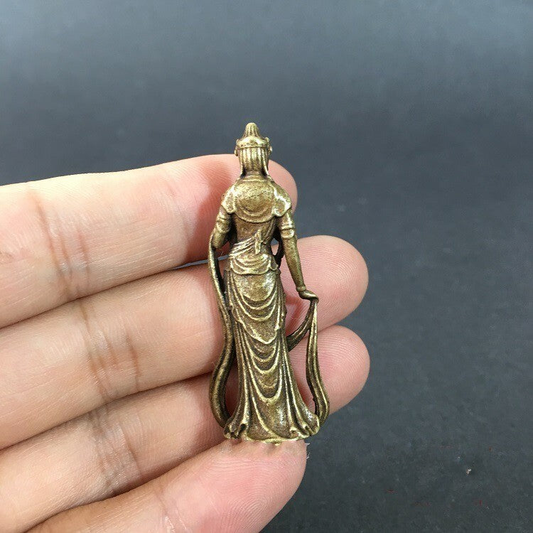 Brass Kwan-yin Guan Yin Buddha Exquisite Statue Figurine Tea Pet Decoration